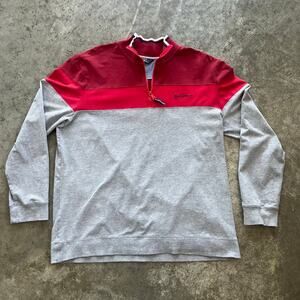 Ben Sherman XL 1/4 Zip Pullover Red Gray Colorblock Knit Sweater